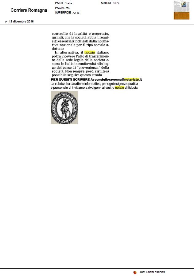 CHIEDILO AL NOTAIO Spostare la sede legale di una società dall'estero CHIEDILO AL NOTAIO Spostare la sede legale di una società dall'estero